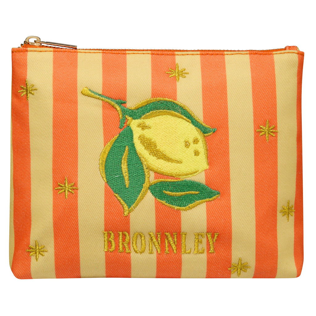 Bronnley Lemon and Stripe Canvas Zip Purse and Body Lotion 75ml