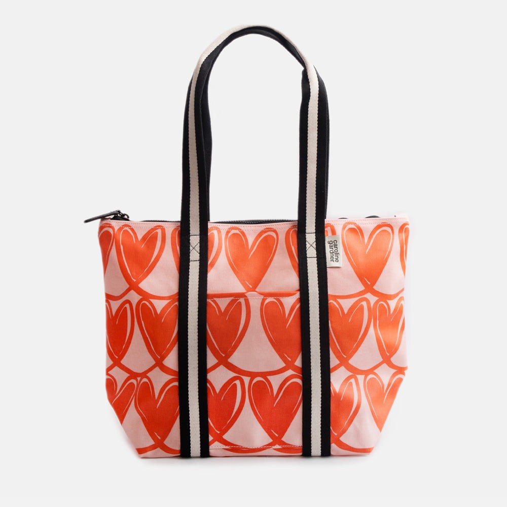 Pink / Orange Linked Hearts Overnight Bag