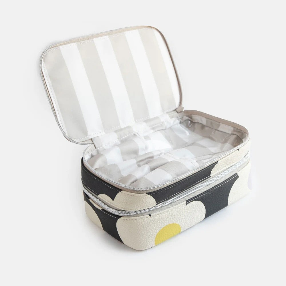 Multi Flower Charcoal Make Up Bag