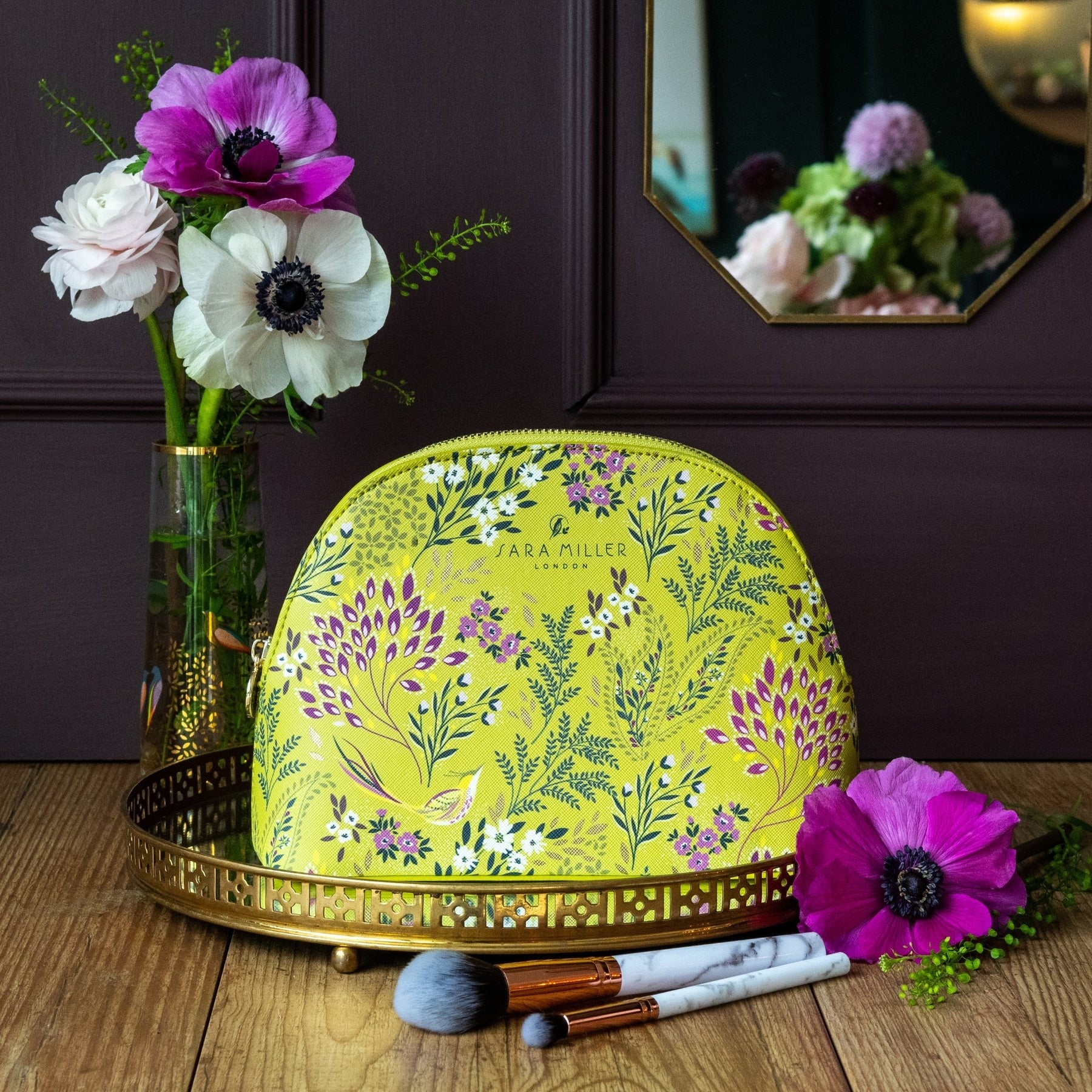 Sara Miller Haveli Garden Medium Green Cosmetic Bag