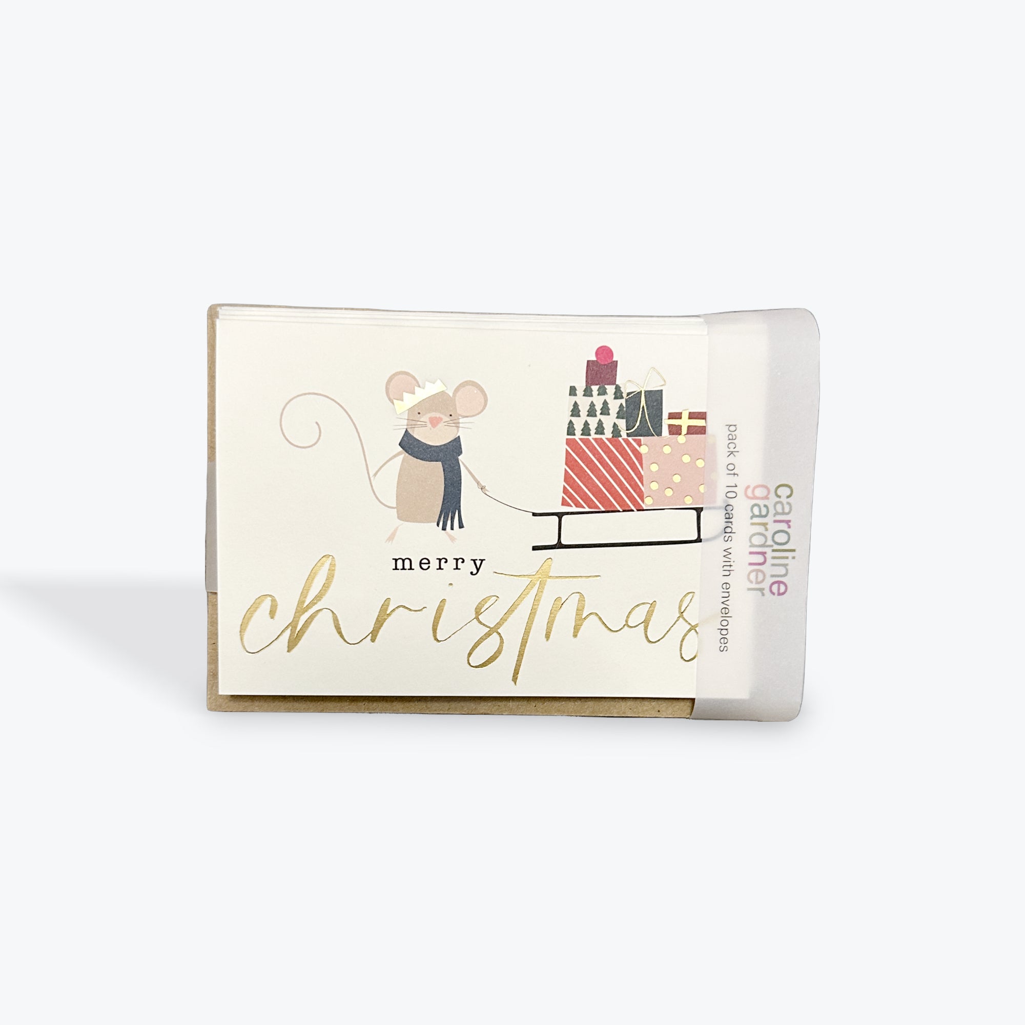 Merry Christmas Mouse With Sleigh 10 pack