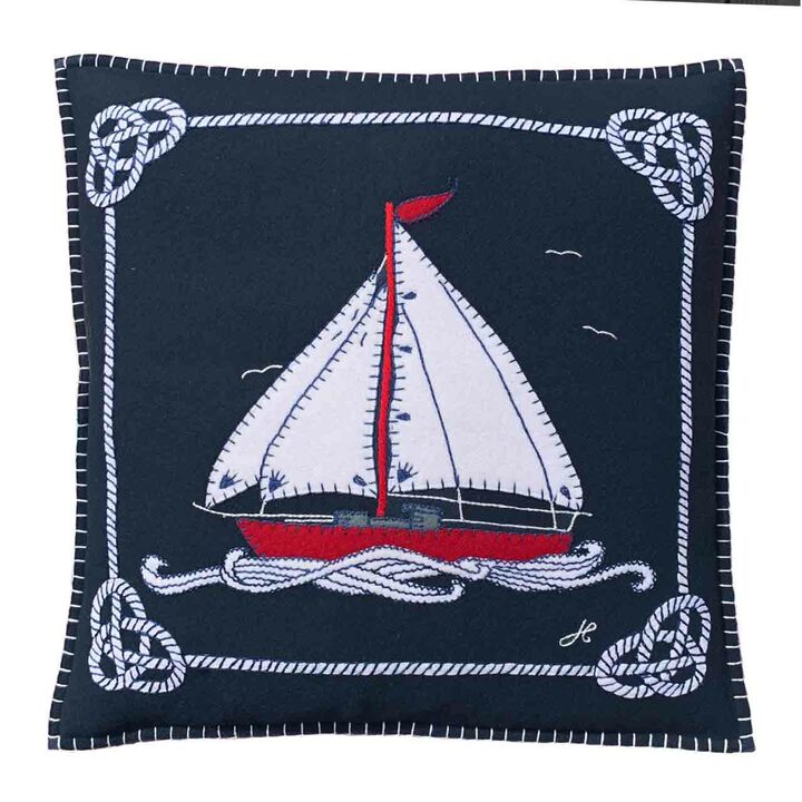Jan Constantine Navy Blue Boat and Rope Cushion