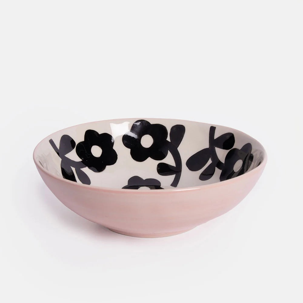 Caroline Gardner Mono Floral Stoneware Bowl