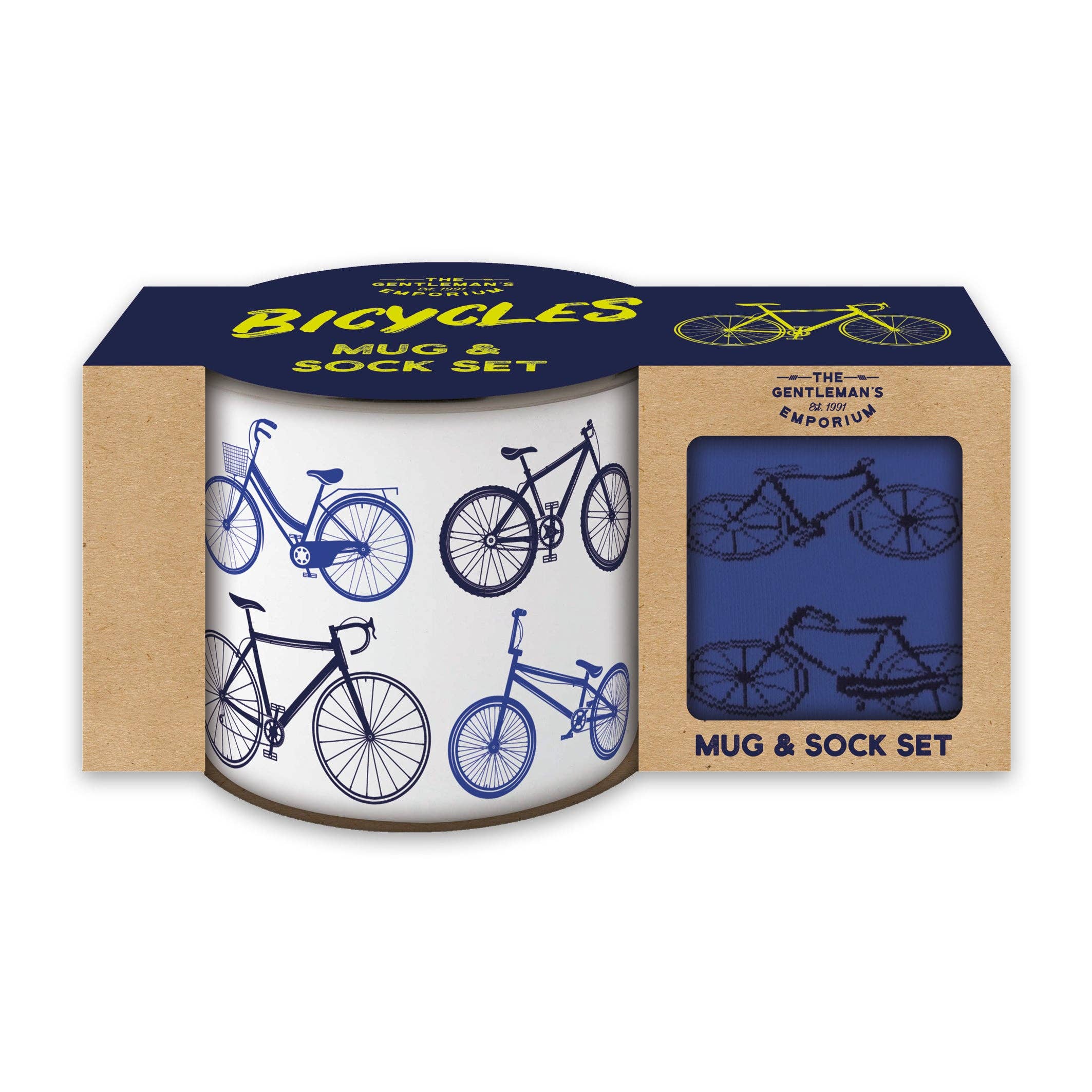 Gentleman's Emporium Enamel Bicycles Mug & Sock Set
