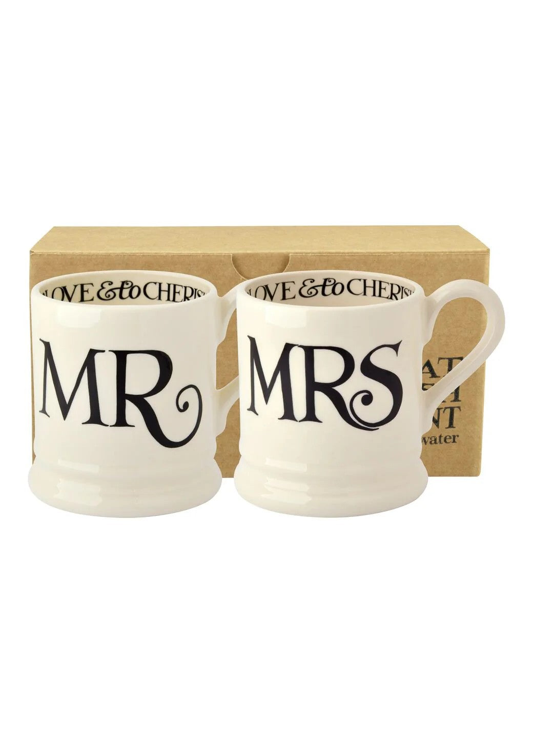 Emma Bridgewater Black Toast 'Mr & Mrs' Set of 2 1/2 Pint Mugs Boxed