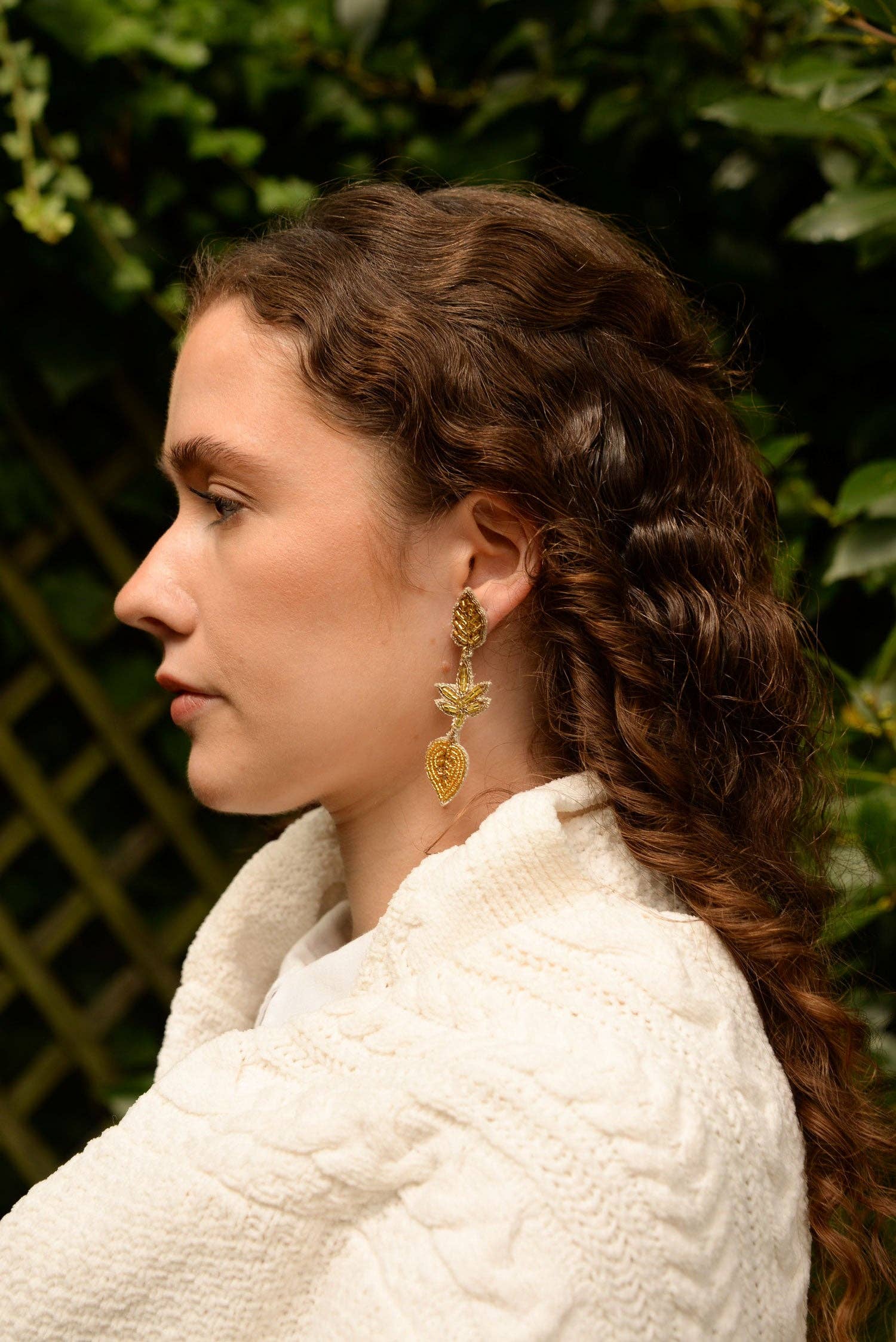 Gold Leaf Triple Earrings