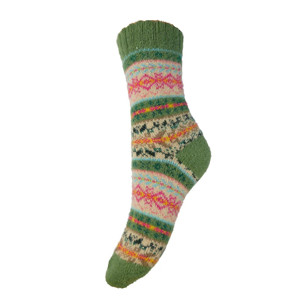 Gemjar Green Toned Multi Coloured Fairisle Socks 4 to 7