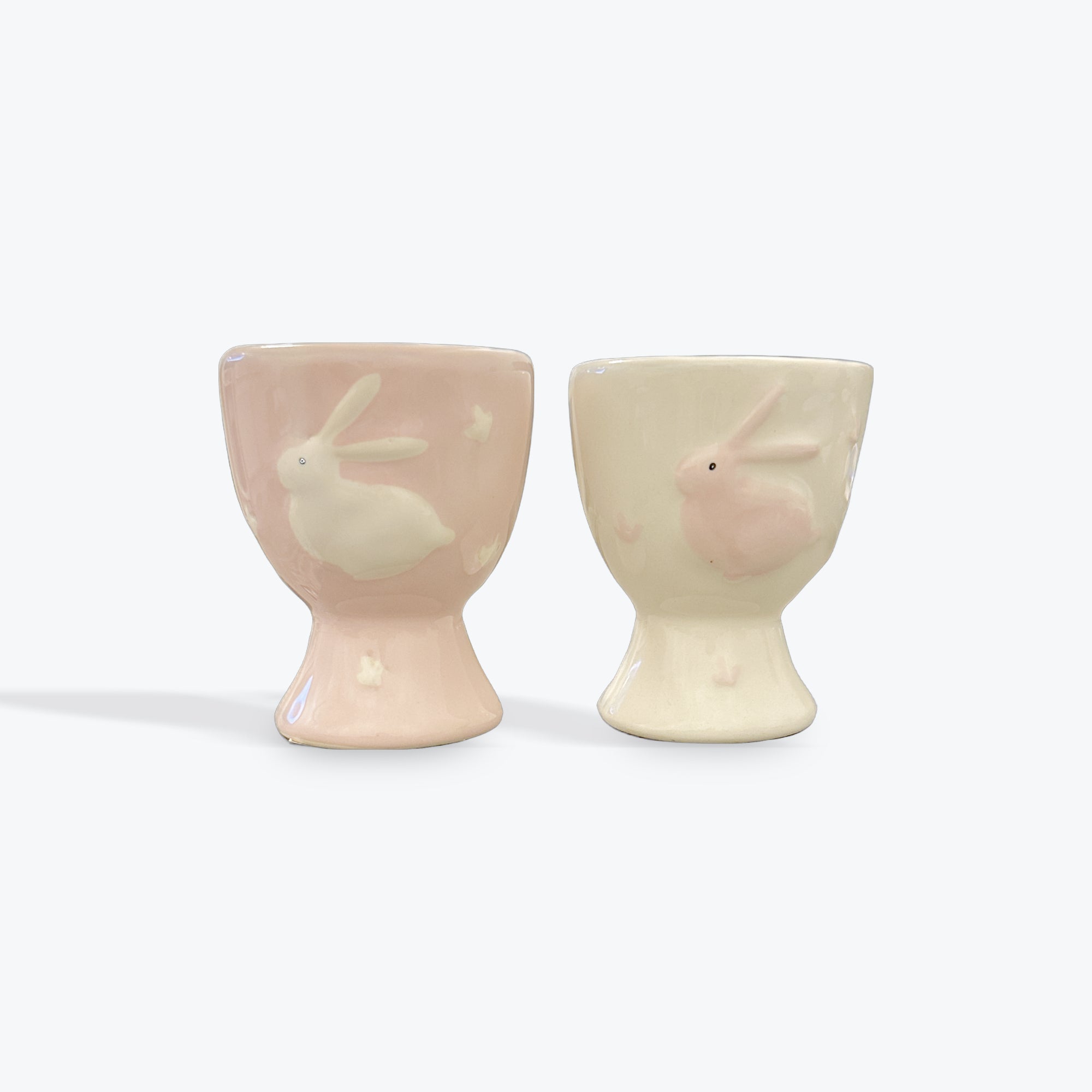 Egg Cup with Bunny - pink and white