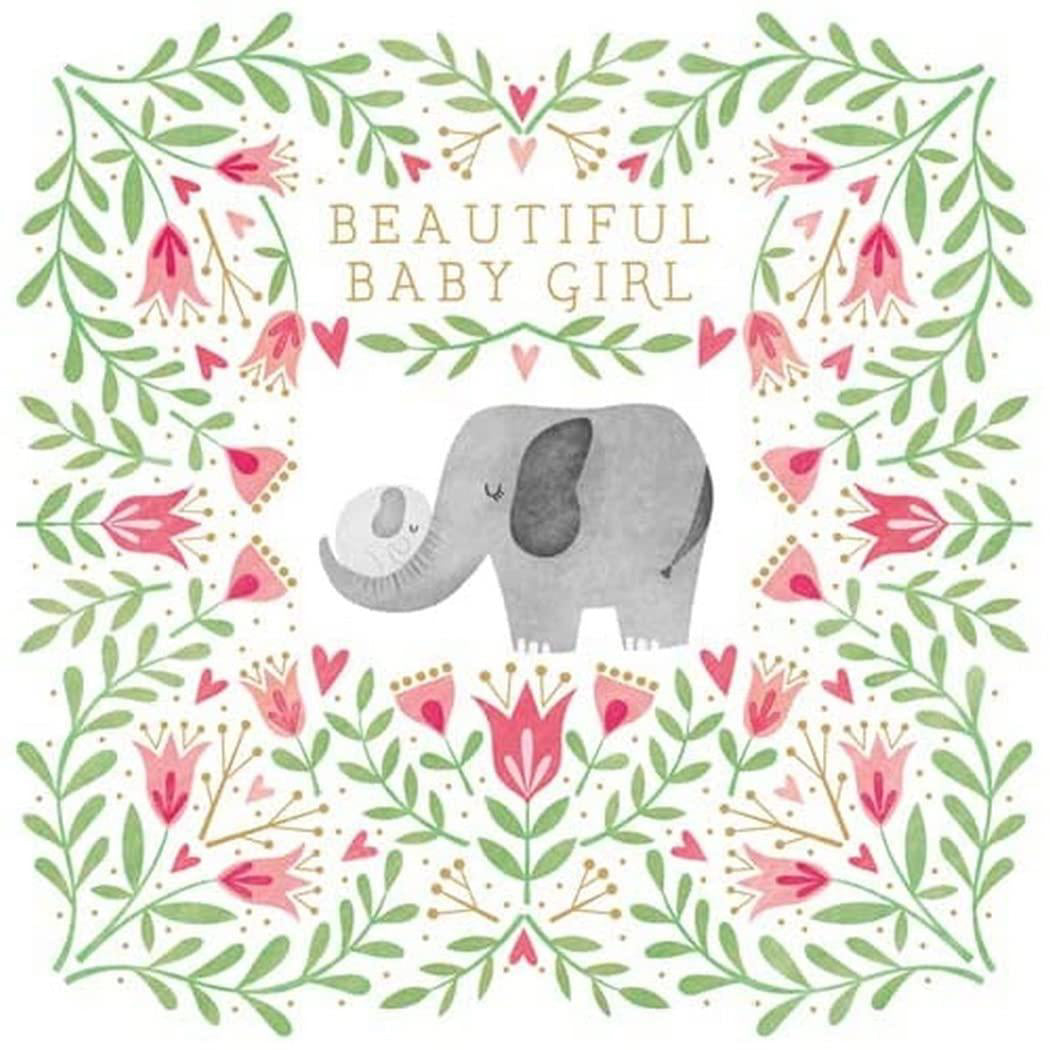 Elephants Beautiful Baby Girl Greeting Card