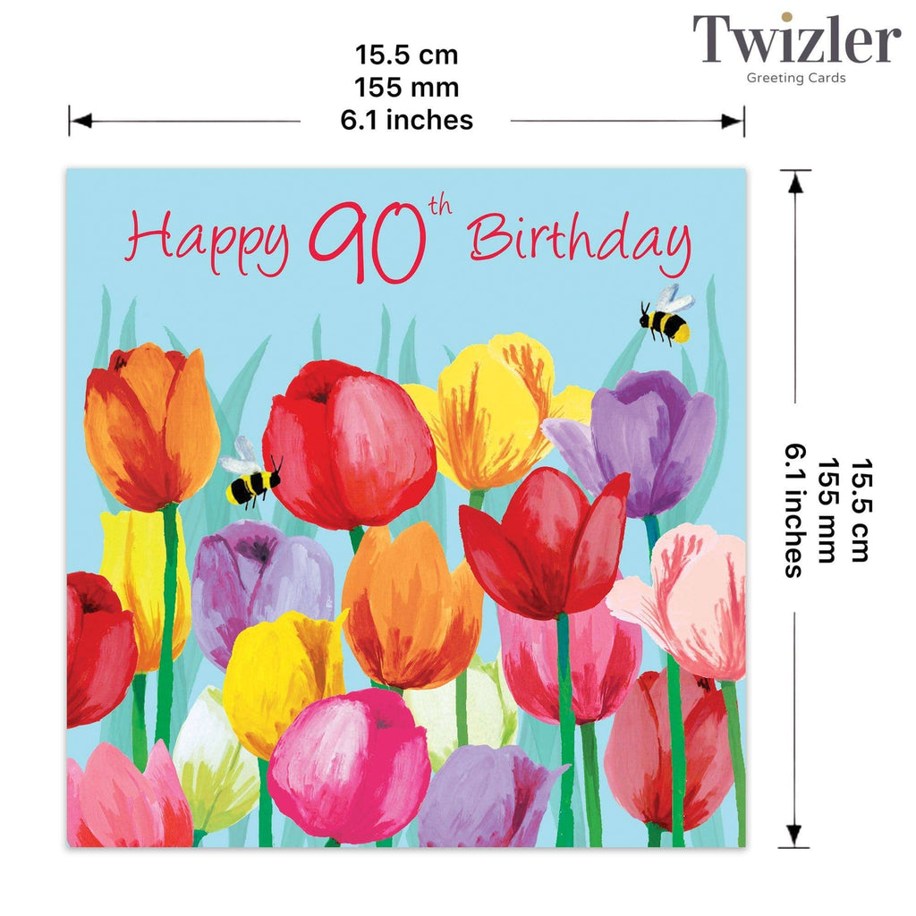 Age 90 Birthday Card for Her - 90th - Tulips