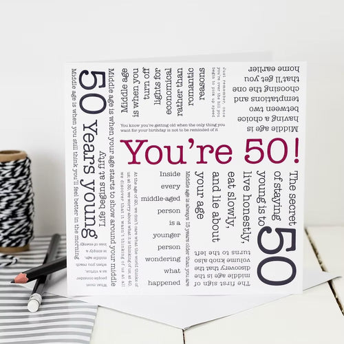50th Birthday You're 50 Quotes Card