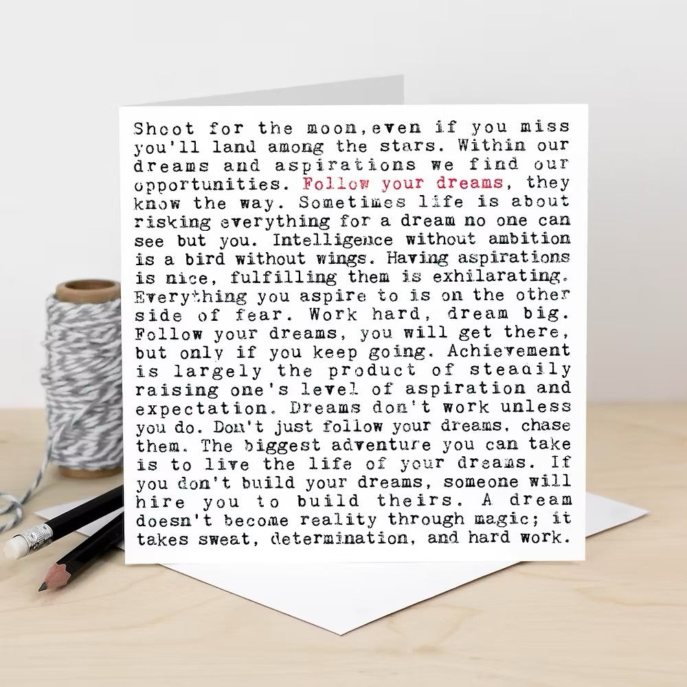 Good Luck / Follow Your Dreams Quote Card