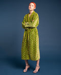 Les Touristes Velvet Bathrobe in Tara New Green