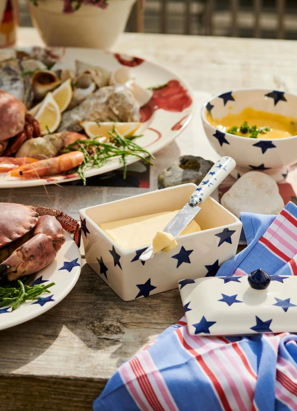 Emma Bridgewater Blue Star Small Butter Dish