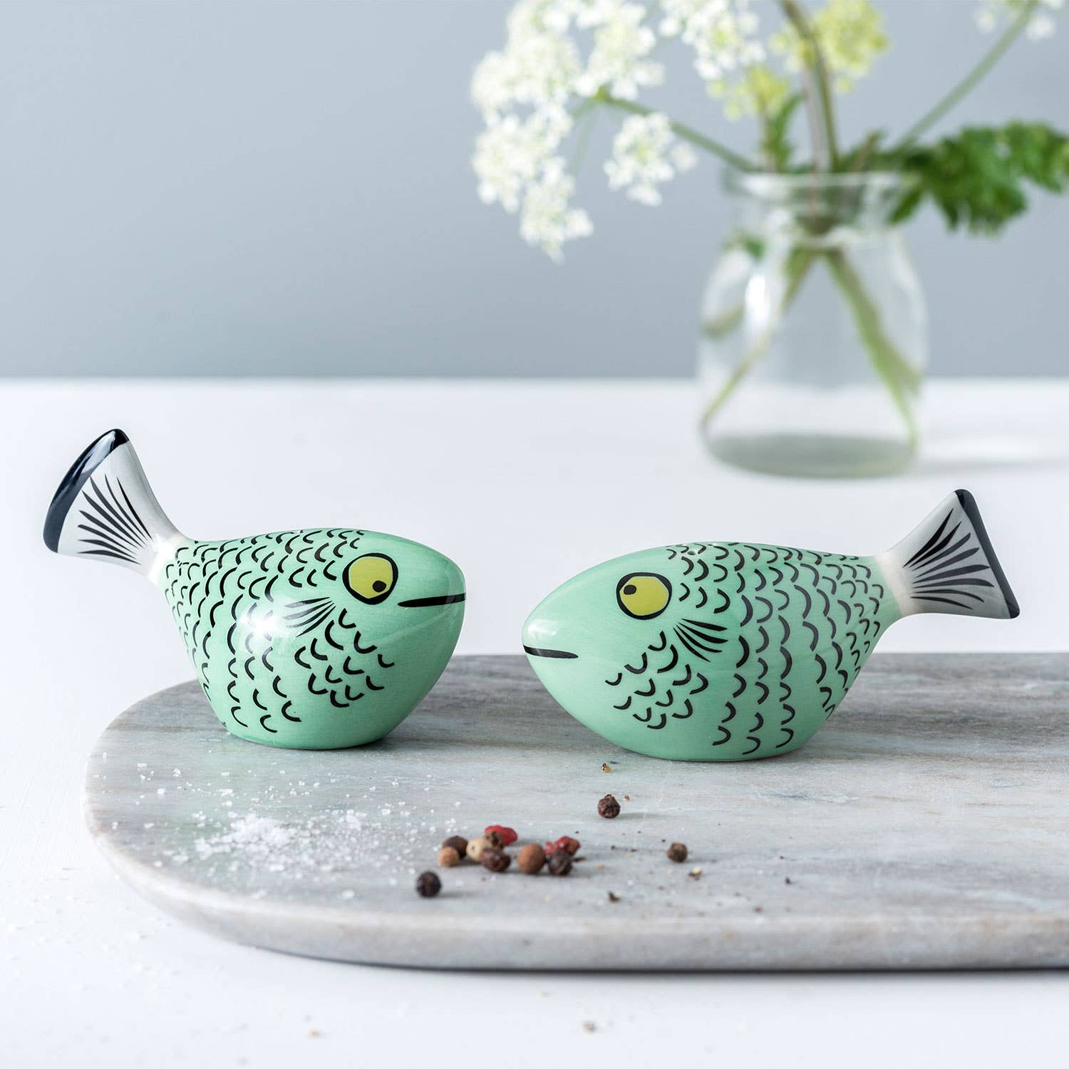 Green Fish Salt and Pepper Shakers | Hannah Turner