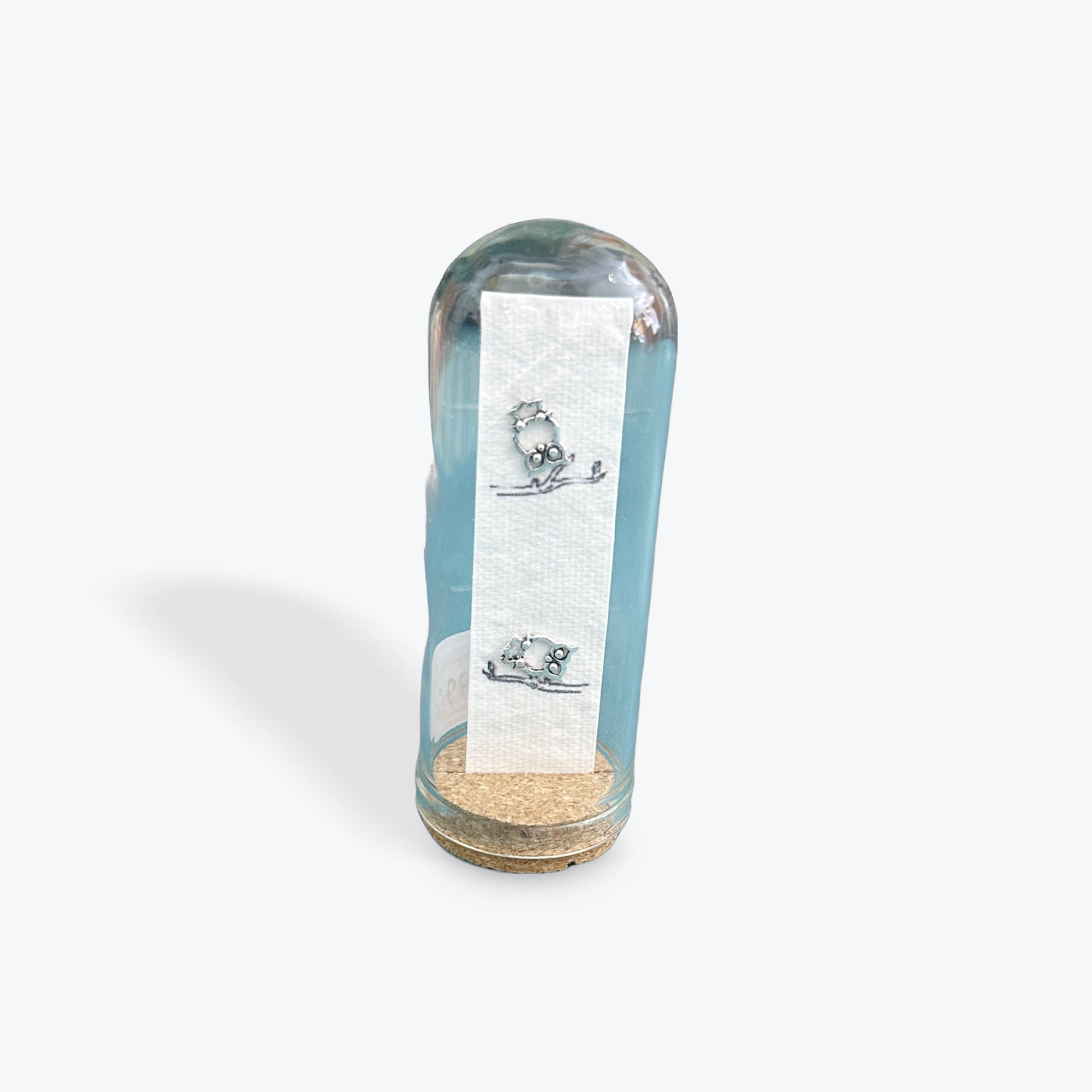 Owl Blank Branch Silver Seed Paper Earring Jar