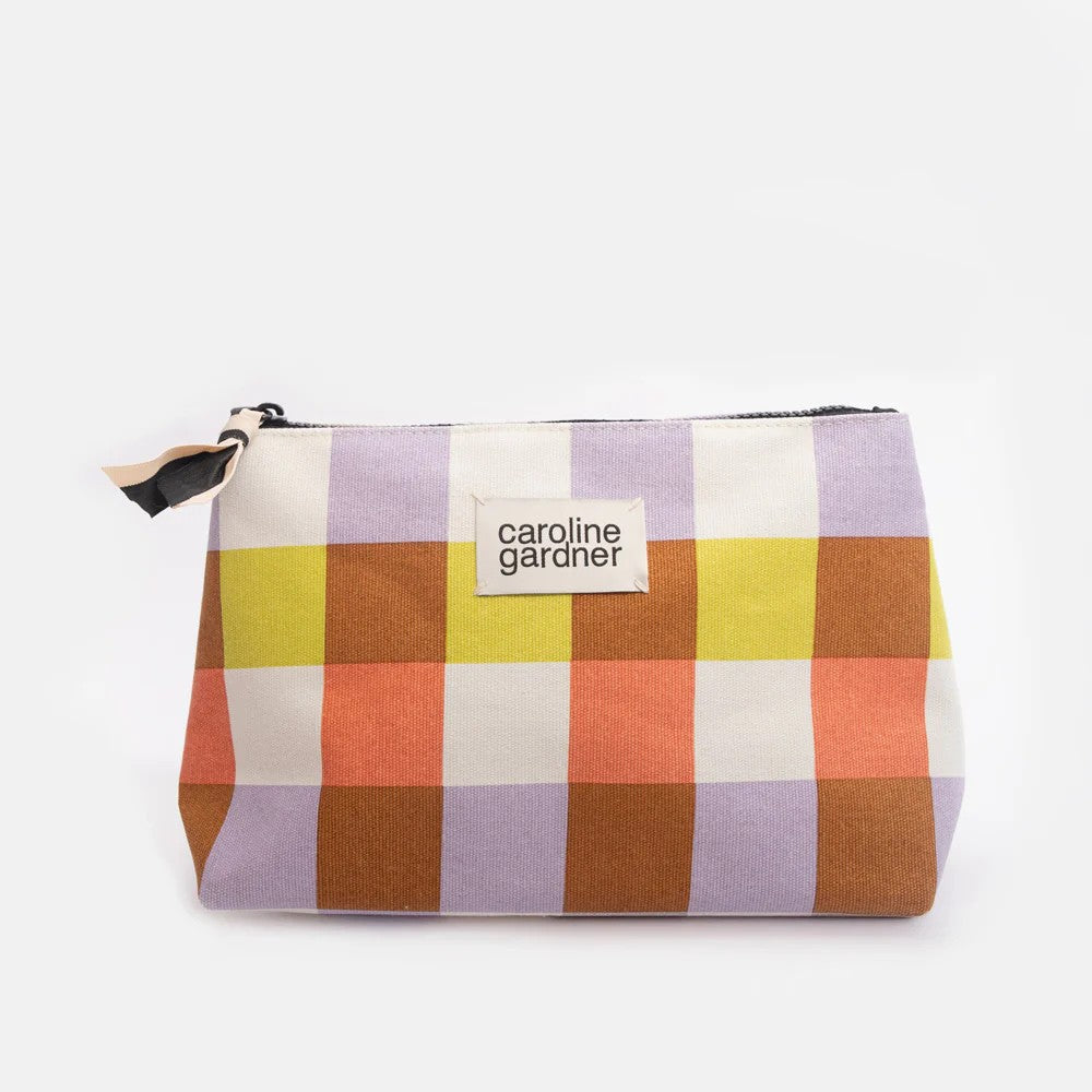Multi Check Coated Cotton Beauty Bag