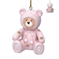 Gisela Graham 6cm Resin Bear Christmas Hanging Decoration | Blue \ white \ pink