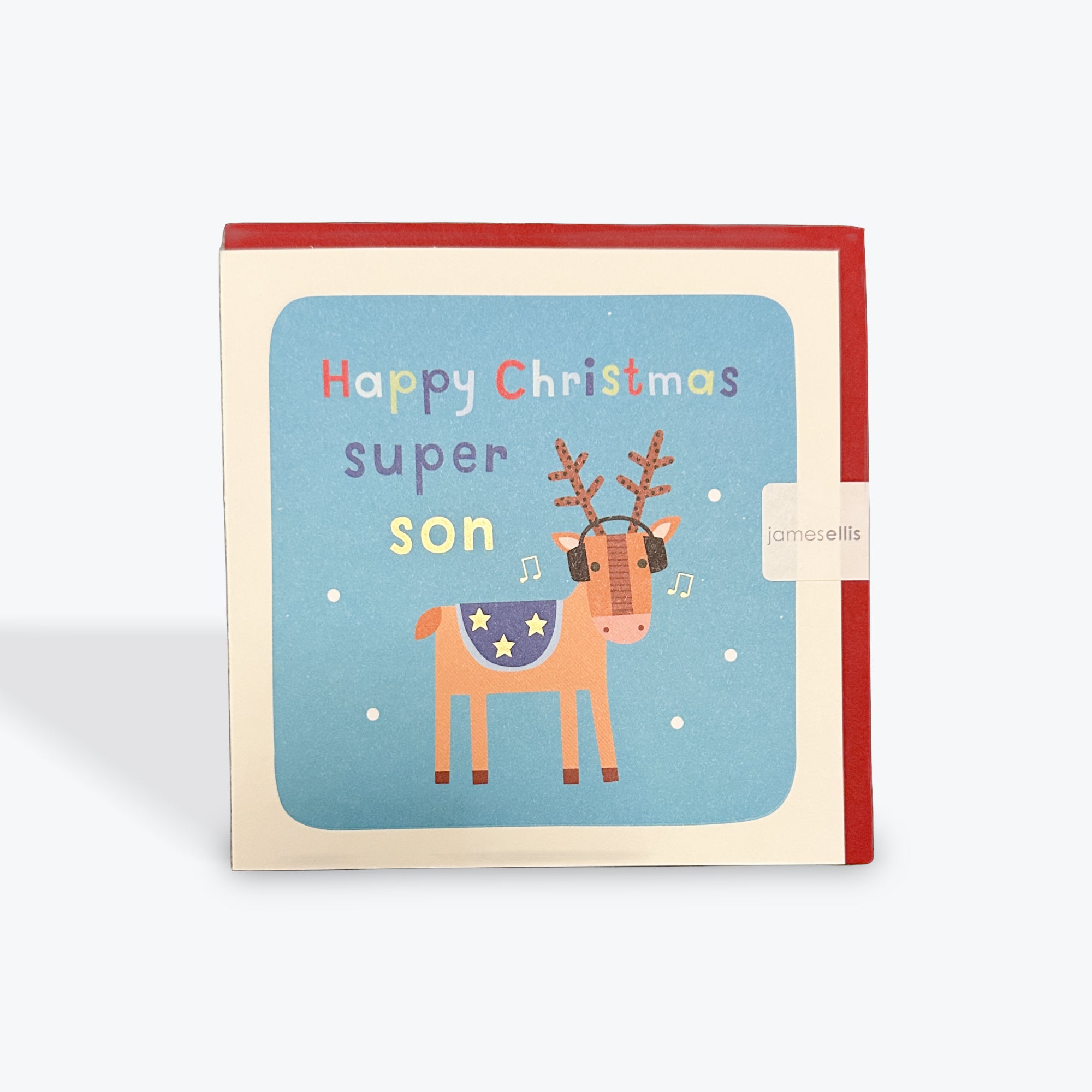 Son Reindeer Christmas Square Peg Card