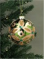 Green and Gold Beaded Trellis Bauble with Jewels