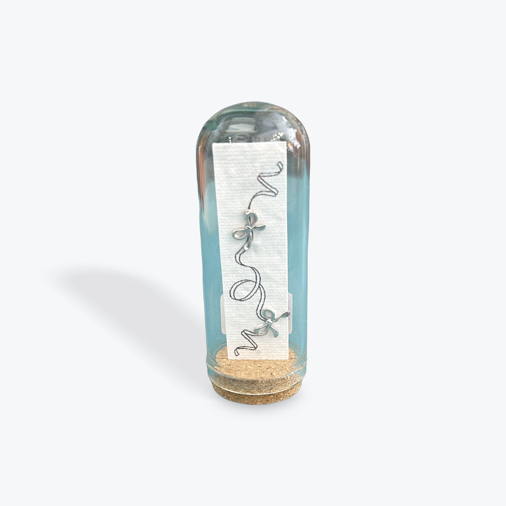 Bow Ribbon Silver Seed Paper Earring Jar