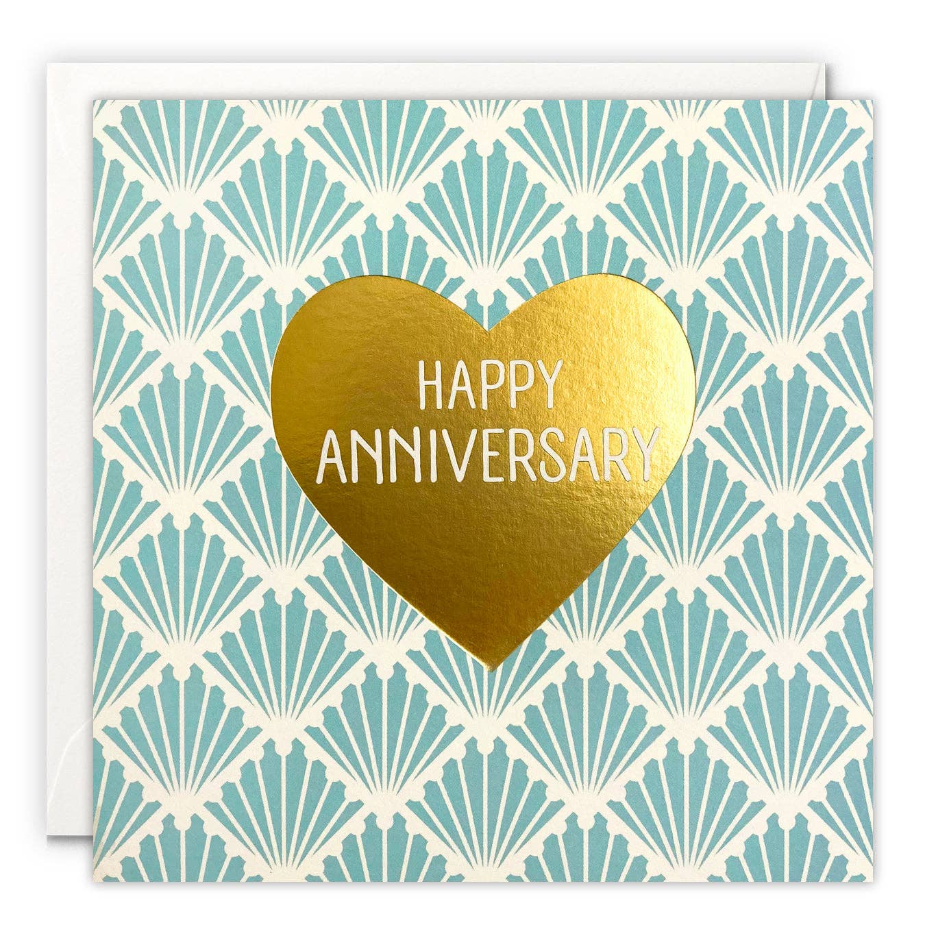 Gold Foiled Heart Happy Anniversary Card - Deco