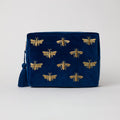 Elizabeth Scarlett Honey Bee Velvet Wash Bag Cobalt