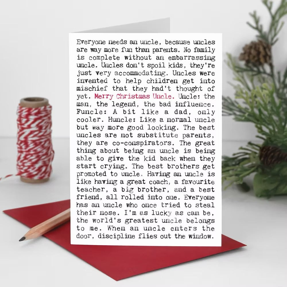 Uncle Merry Christmas Card with Quotes