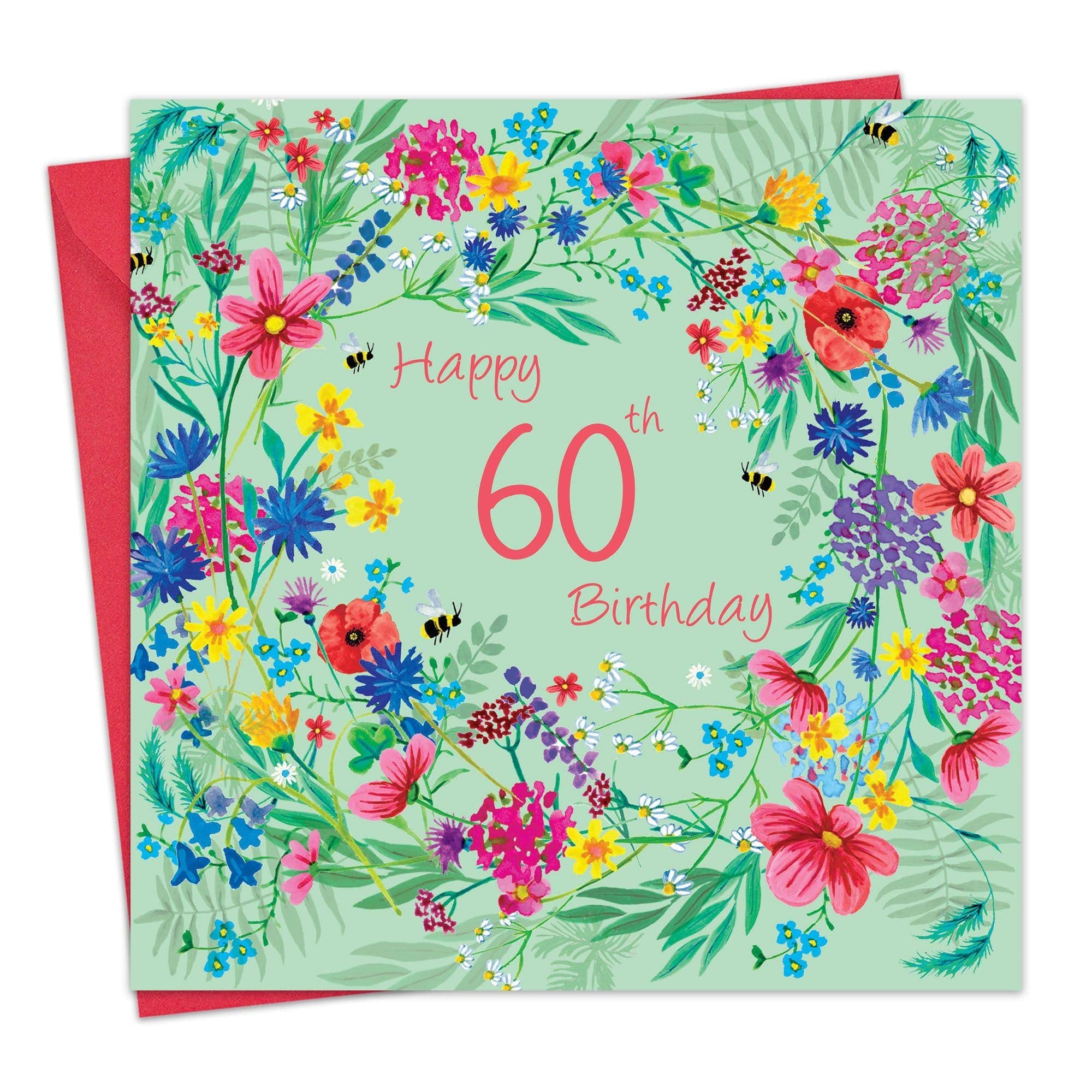Age 60 Birthday Card for Her - 60th - Wildflowers