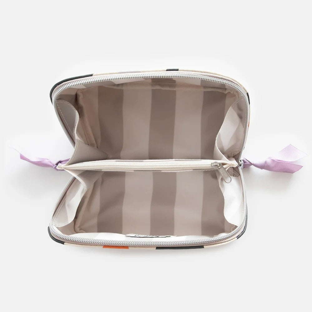 Multi Flower Charcoal Diagonal Flat Lay Cosmetic Bag