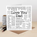 Love You Dad Card, Father's Day or Birthday