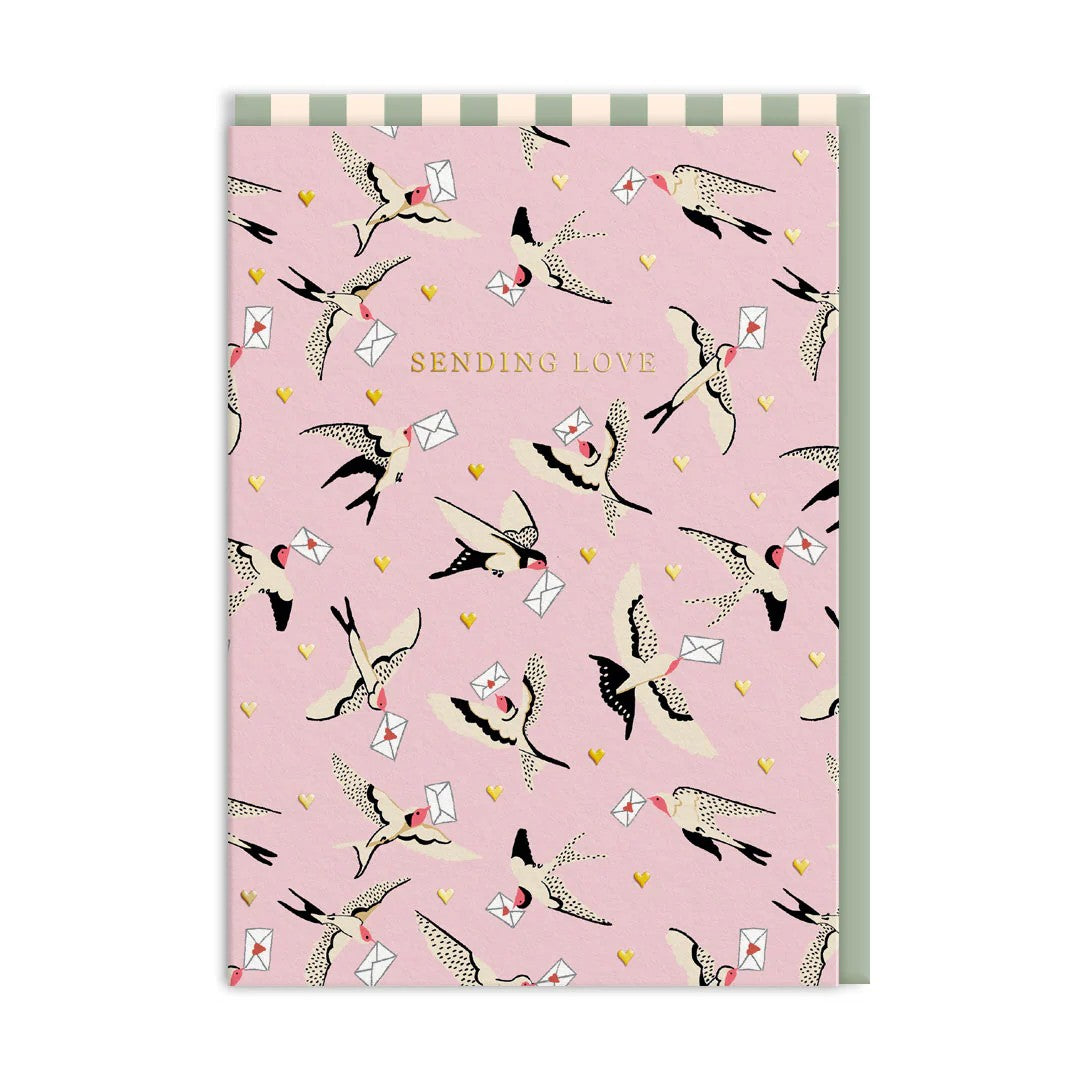 Sending Love Swallows Greeting Card