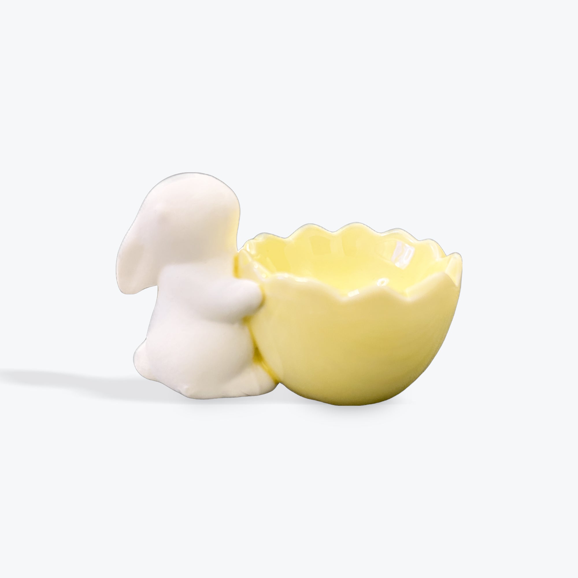 White Bunny with Yellow Egg Cup