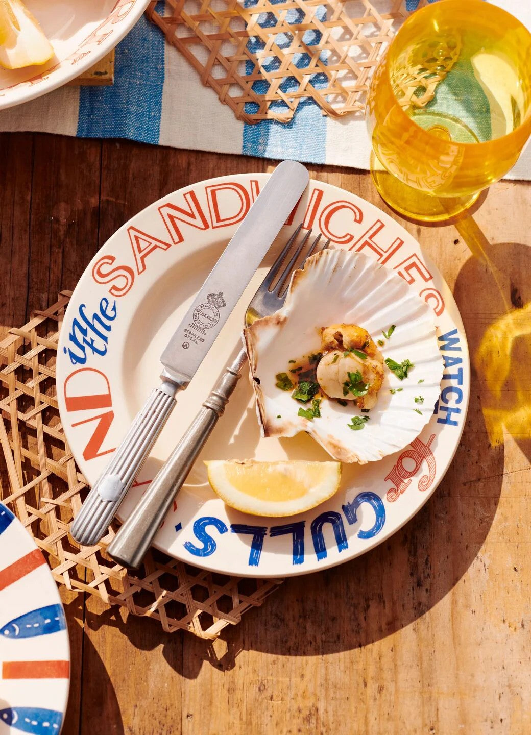 Emma Bridgewater Red & Blue Toast Medium Dinner Plate, 8.5 Inch