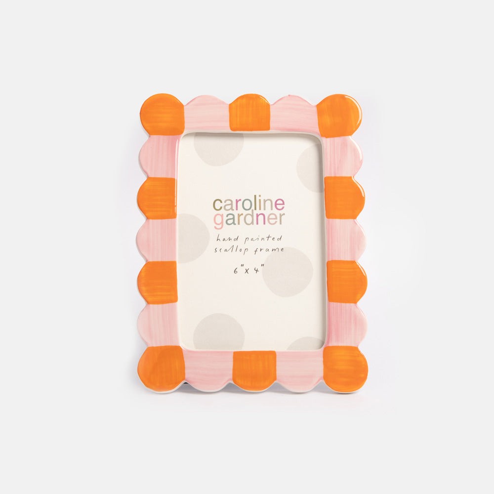 Pink/Orange Scallop Edge 4x6" Photo Frame