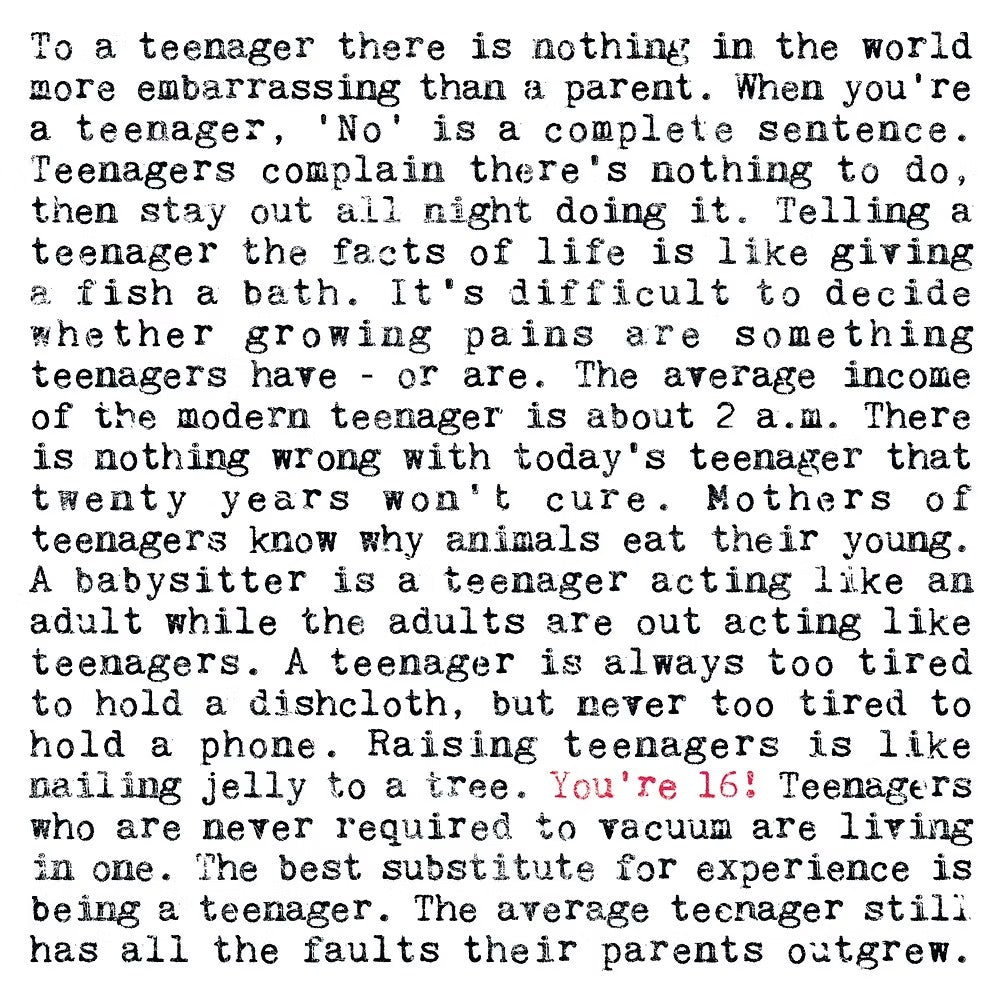 16th Birthday Card with Quotes
