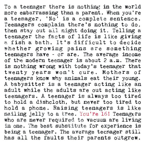 16th Birthday Card with Quotes